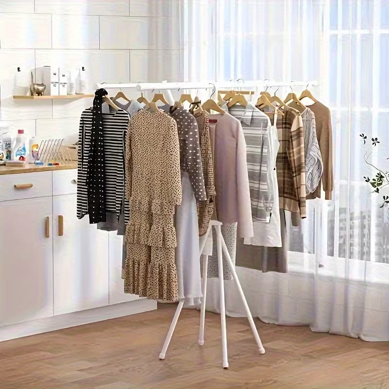 Foldable Double-Rod Metal Clothes Drying Rack