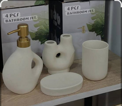 4-Piece Nordic Ceramic Bathroom Accessories Set