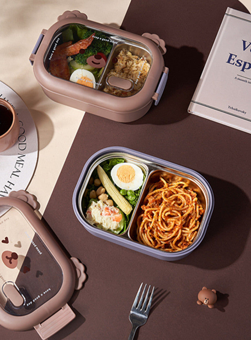 2 Compartments Stainless Steel Lunch Box - My Store