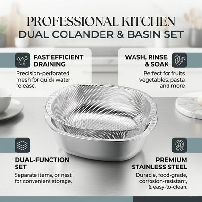 Multi-Function Stainless Steel Colander & Basin Set