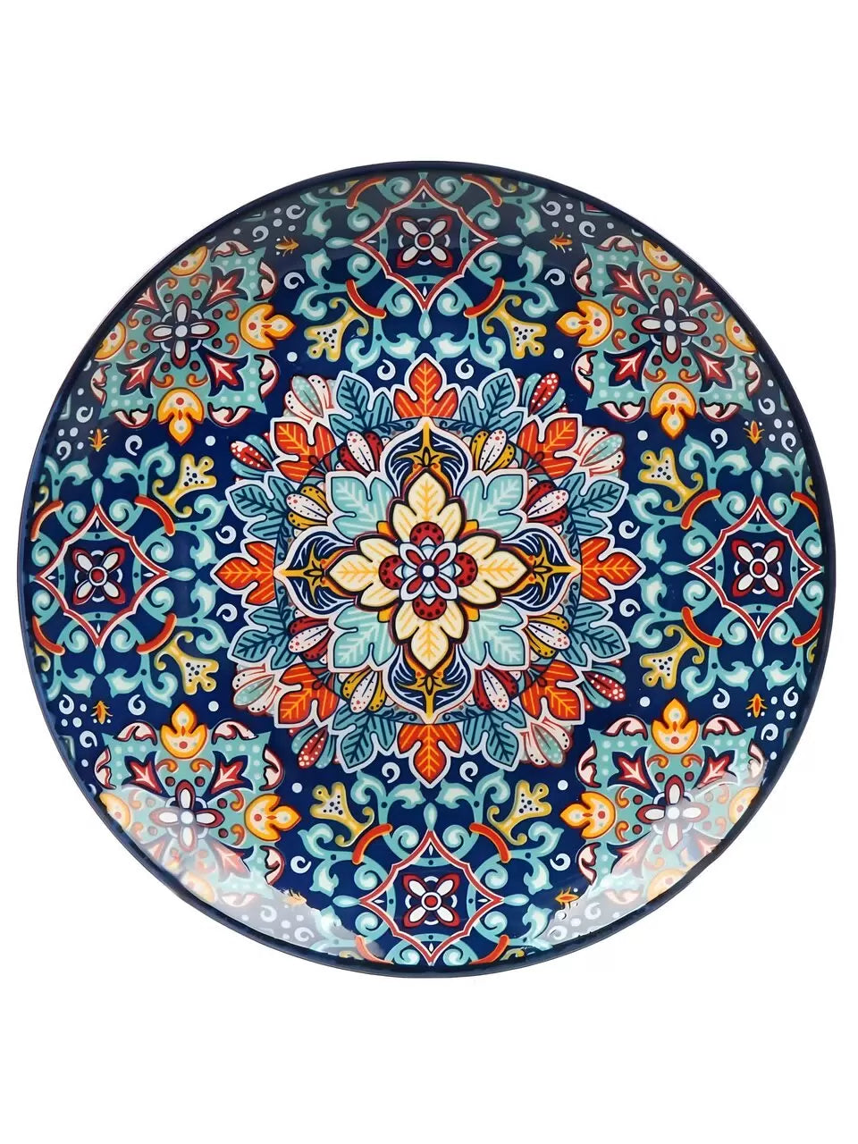 Royal Midnight Blue Hand-Painted Moroccan Ceramic Dinner & Quarter Plates