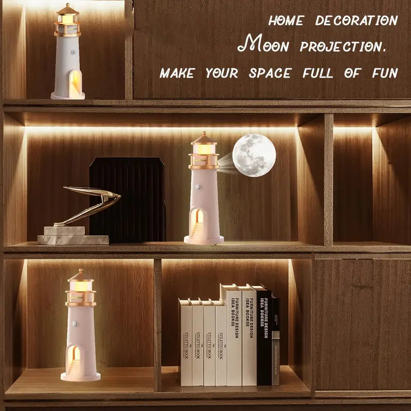 1pc LED Lighthouse Light & Moon Projector Night Lamp