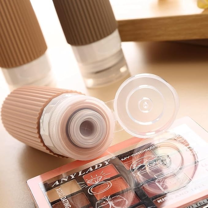 4 Pack Travel Bottles for Toiletries –3oz  Leak-Proof Silicone Bottles With Transparent Toiletry Bag