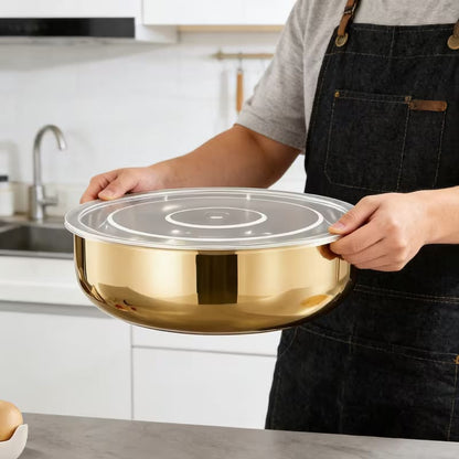 32cm Golden Stainless Steel Mixing & Serving Bowl with Airtight Lid
