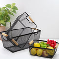Modern Mesh Storage Basket with Wooden Handles - My Store