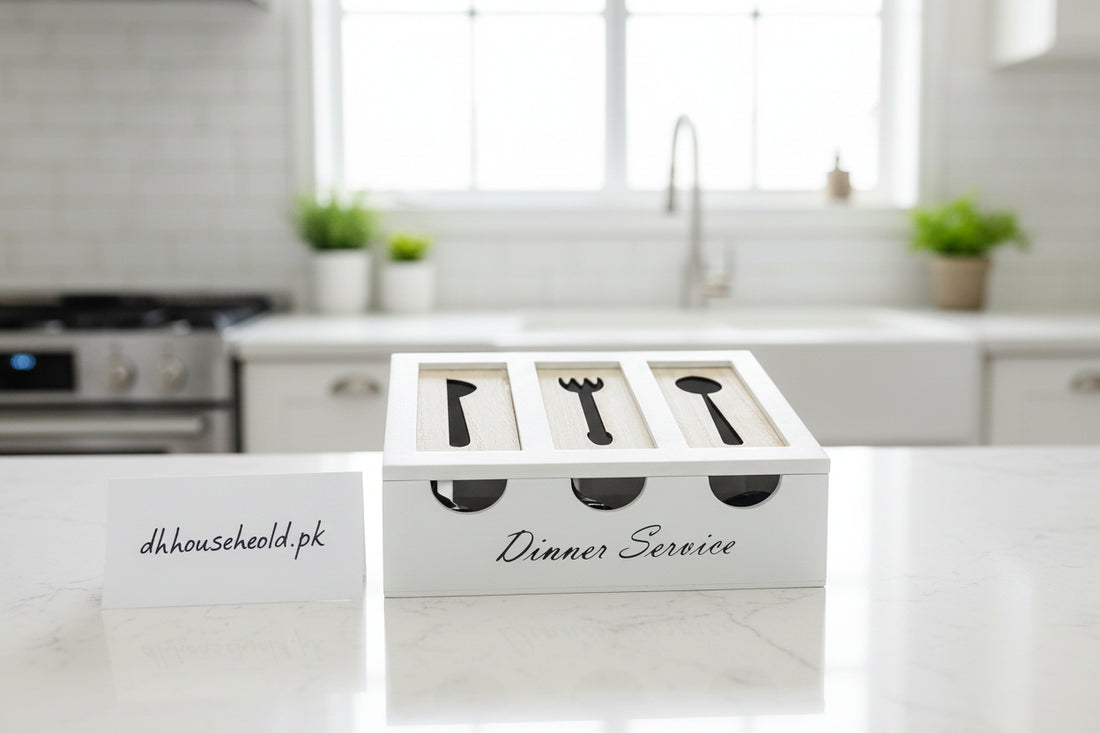 Modern Wooden Cutlery Organizer Box - My Store