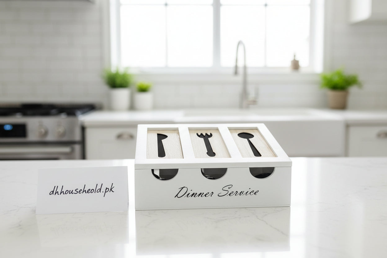 Modern Wooden Cutlery Organizer Box - My Store