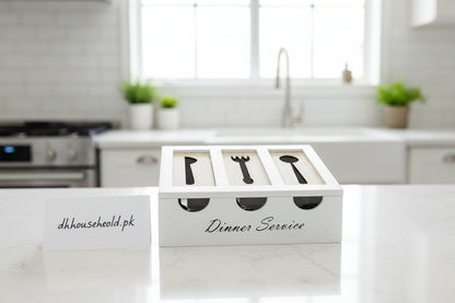 Modern Wooden Cutlery Organizer Box - My Store