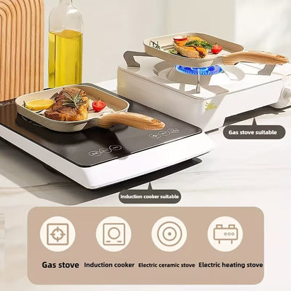 Premium Non-Stick Grill Frying Pan with Wooden Handle - My Store