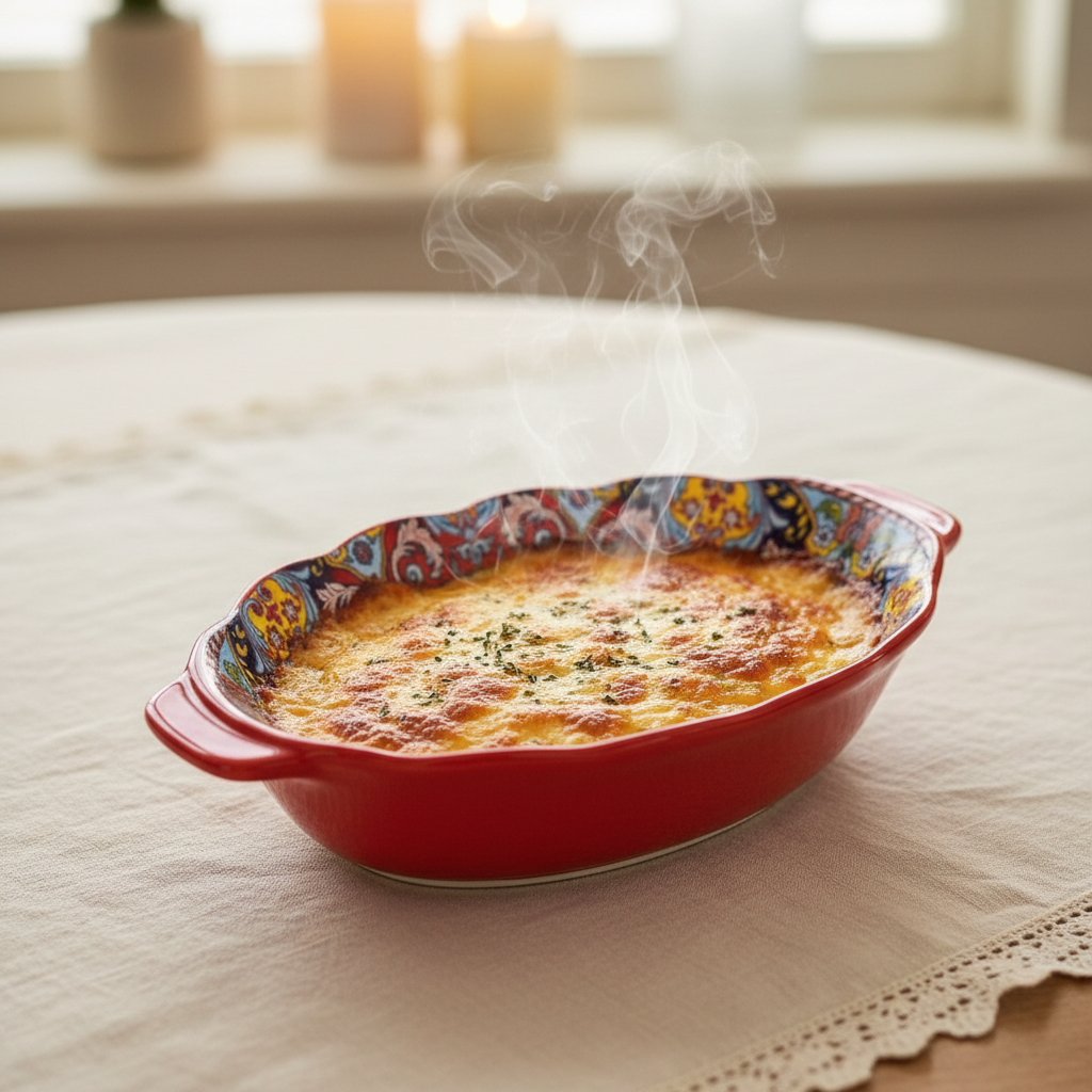 9.5-Inch Oval Moroccan Ceramic Serving Bowl with Side Handles