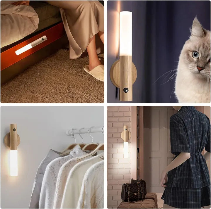 Wooden Base Smart Sensor LED Night Light