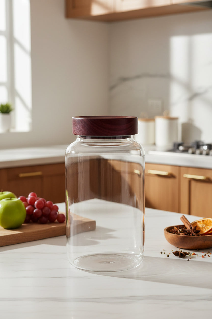 Danny Home Premium Borosilicate Glass Storage Jar Collection with Acacia Wood Lid