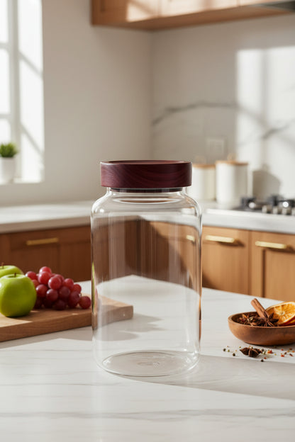 Danny Home Premium Borosilicate Glass Storage Jar Collection with Acacia Wood Lid