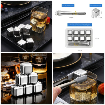 Reusable Stainless Steel Ice Cubes (Set of 8)