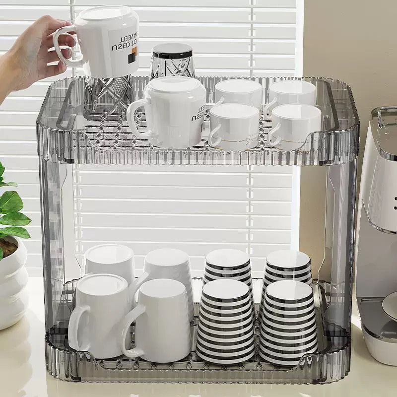 1pc Clear Plastic 2-Tier Countertop Organizer