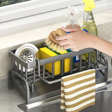 Premium Sinkside Sponge Rack & Organizer Metal