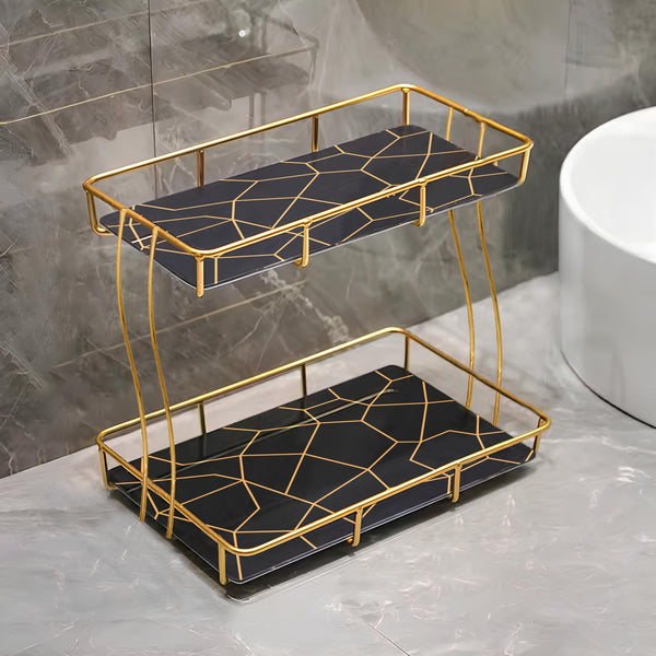 2-Tier Rectangular Golden Vanity Stand - My Store
