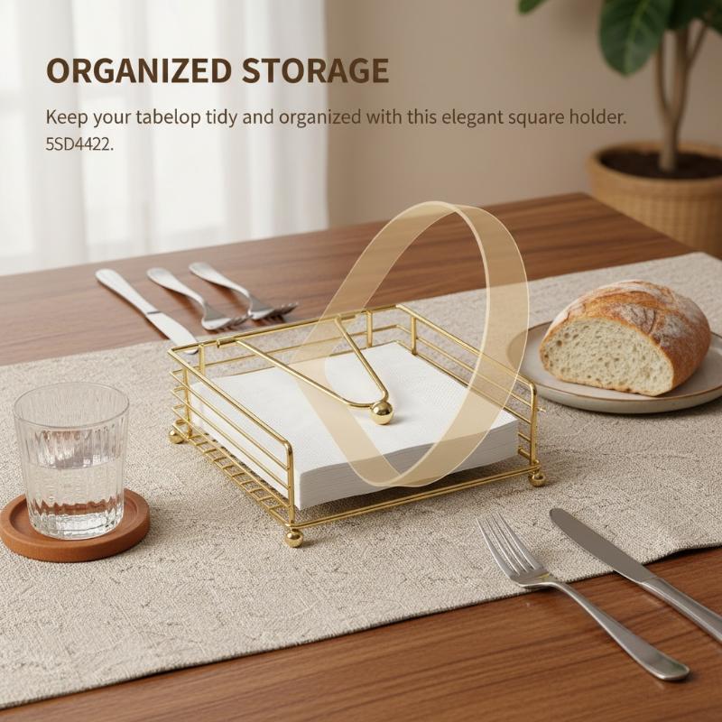 Modern Metal Napkin & Tissue Holder with Weighted Arm