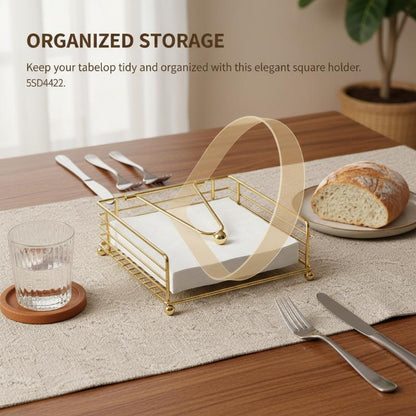 Modern Metal Napkin & Tissue Holder with Weighted Arm
