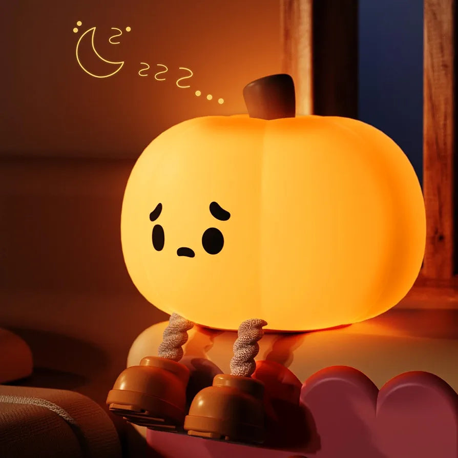Sad Pumpkin Night Light, Cute Halloween Decor, Led Squishy Pumpkin Light