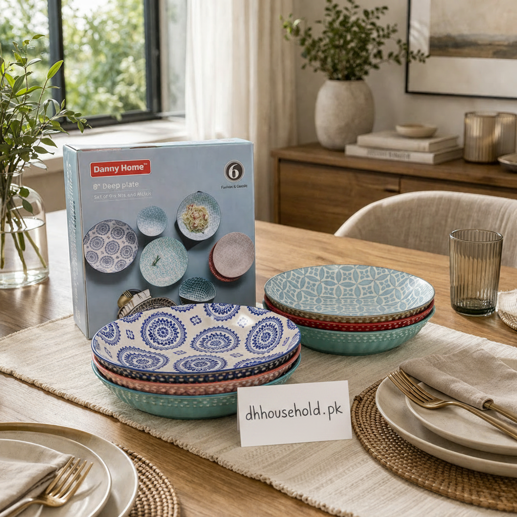 Danny Home 8" Ceramic Deep Plate Set – Mix & Match (Set of 6) - My Store