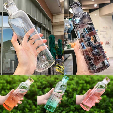 HydrateTime™ 500ml Borosilicate Glass Water Bottle with Time Marker