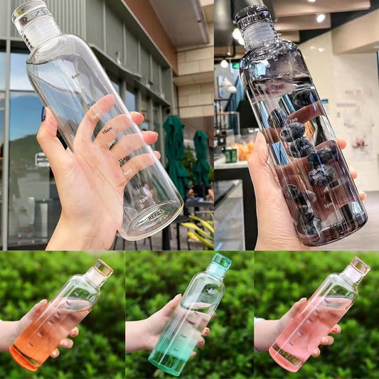 HydrateTime™ 500ml Borosilicate Glass Water Bottle with Time Marker