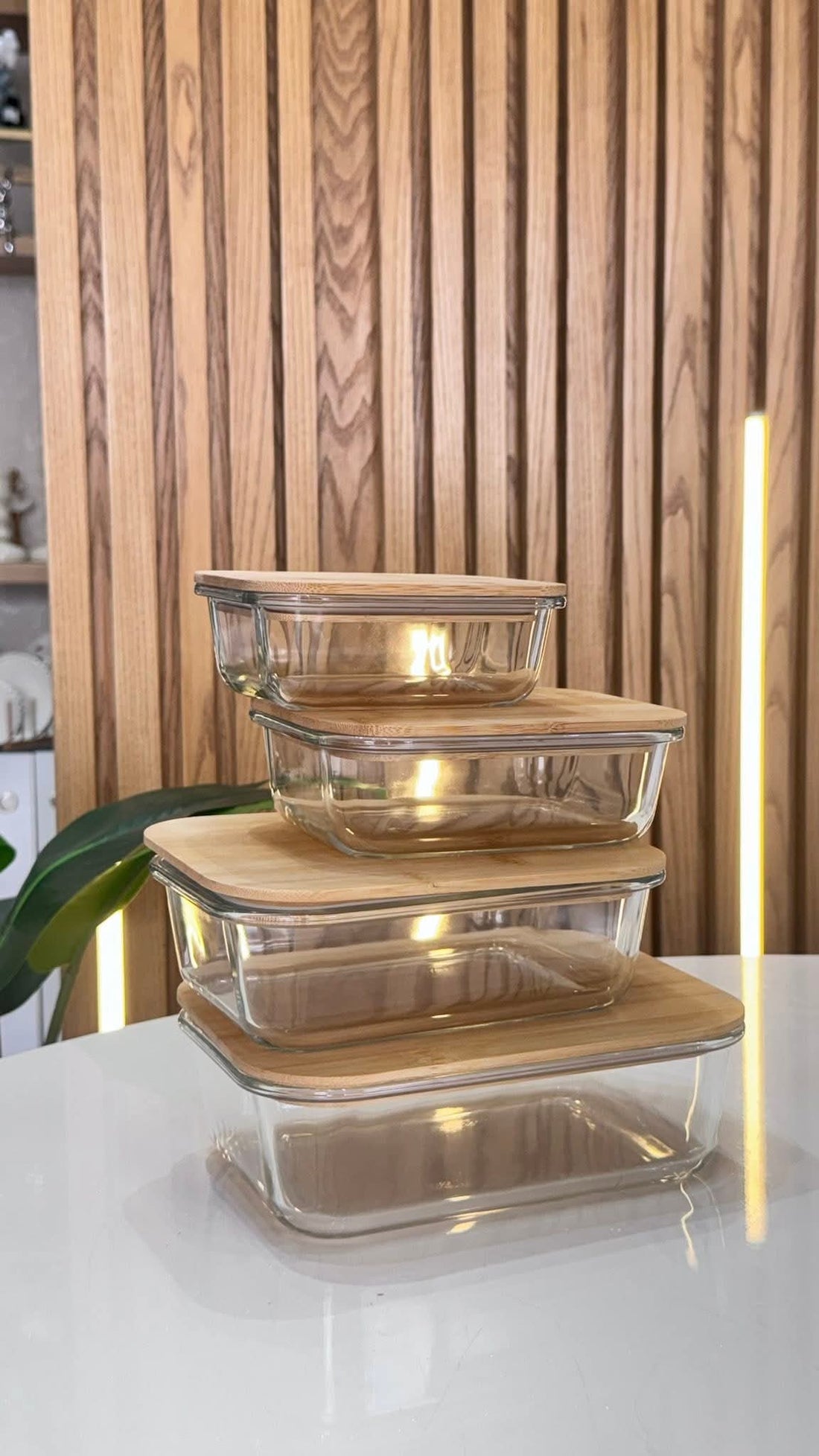 The Modern Pantry: 4-Piece Borosilicate Glass Storage Set with Bamboo Lids