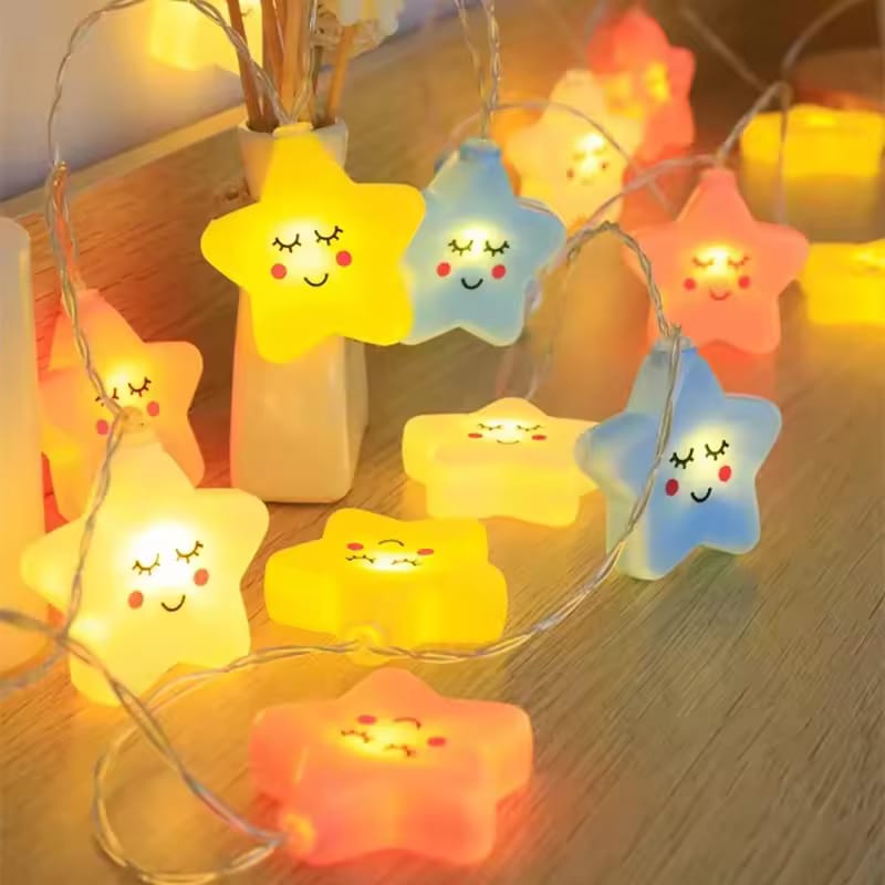 Cute Sleeping Star LED Fairy String Lights (USB Powered) – 20 LEDs | 3M