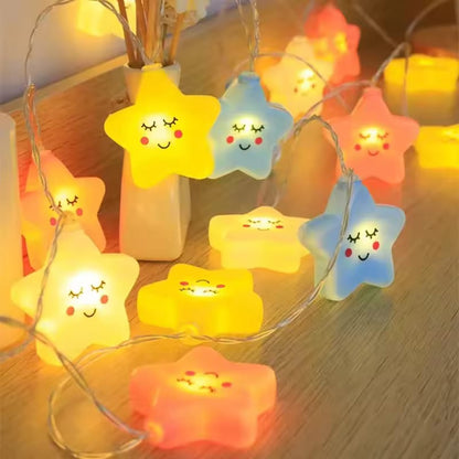 Cute Sleeping Star LED Fairy String Lights (USB Powered) – 20 LEDs | 3M