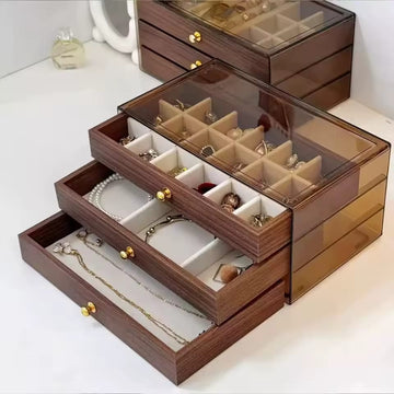 3-Drawer Wooden & Acrylic Jewelry Organizer