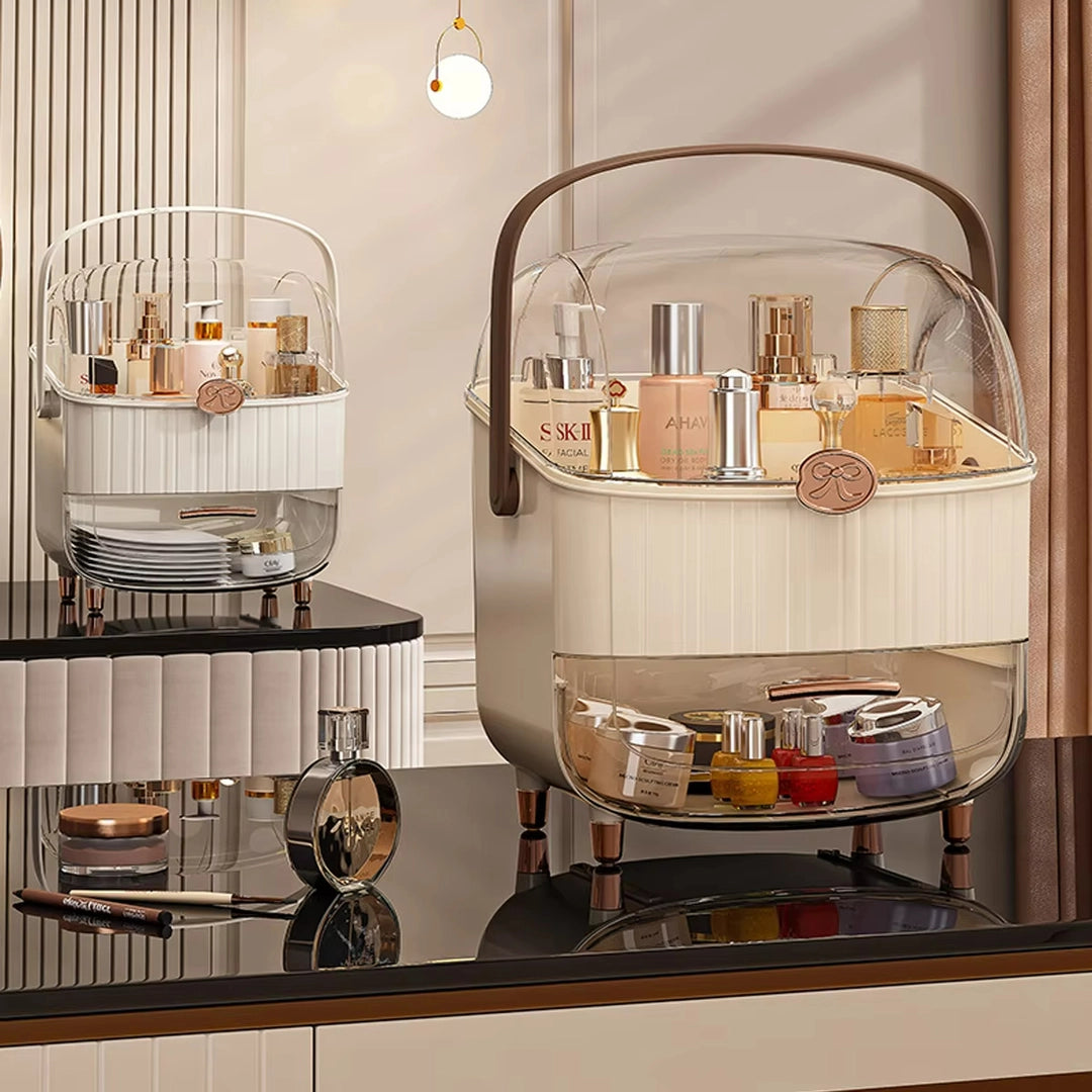 Vanity Cosmetics Storage Box – Dust-Proof Makeup Organizer with Drawers