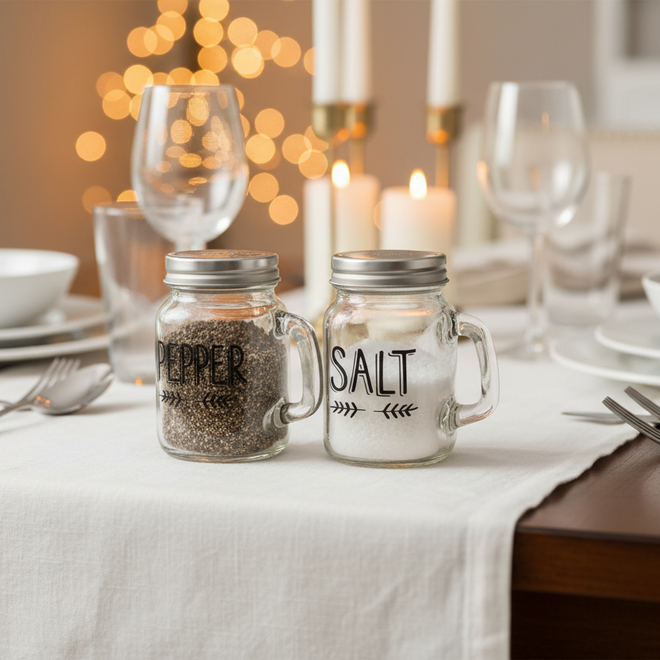 Danny Home Glass Salt & Pepper Shaker Set with Handles