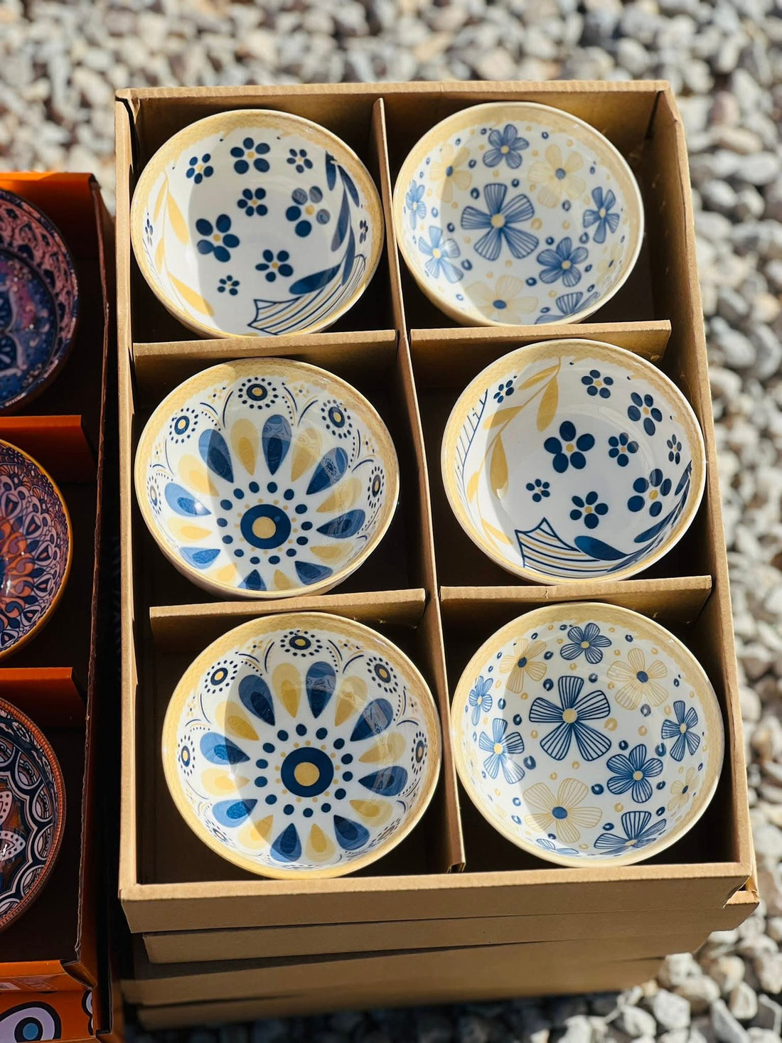 Japanese-Style Floral Ceramic Bowls – Set of 6 - My Store