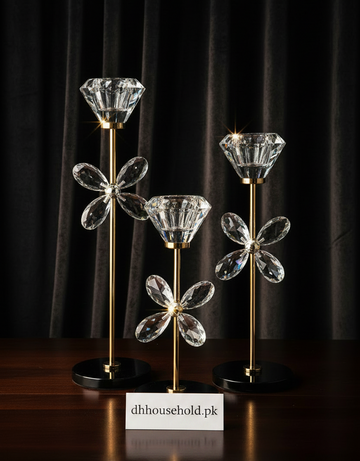 Crystal Bloom Luxe Candle Holder Set – 3 Piece - My Store