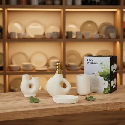 4-Piece Nordic Ceramic Bathroom Accessories Set
