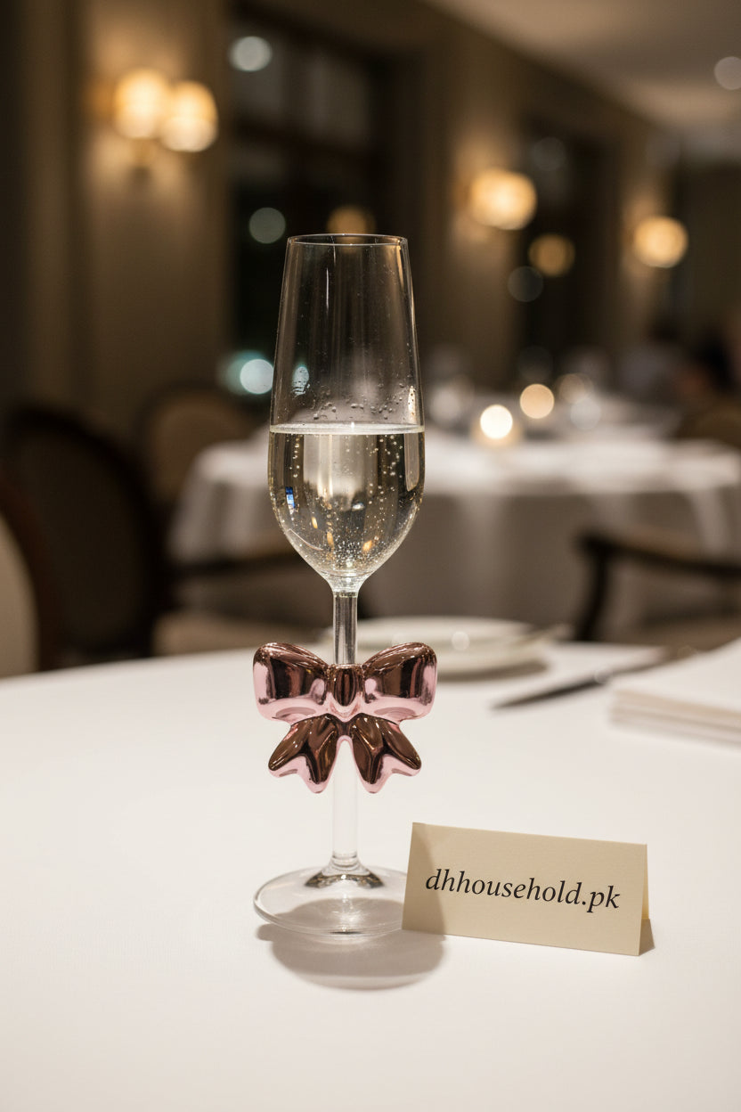 Premium Pink Bow Stem Champagne Flute - My Store
