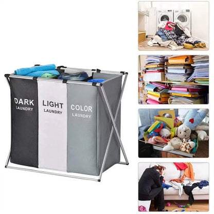 3-Compartment Foldable Laundry Organizer – X-Frame Design - My Store