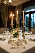 Luxury 3-Piece Floral Gold Taper Candle Holder Set - My Store