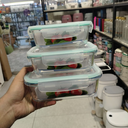 FreshLock™  Borosilicate Glass Food Storage Container Set – 3 Pieces