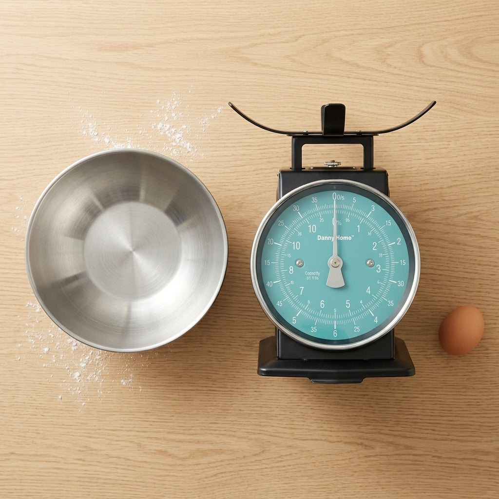 Danny Home Stainless Steel Mechanical Kitchen Scale (5kg / 11lb) – Retro Analog Food Scale with Stainless Steel Bowl