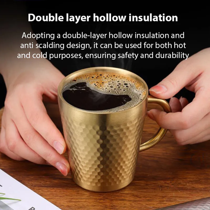 Stainless Steel Gold Hammered Mug