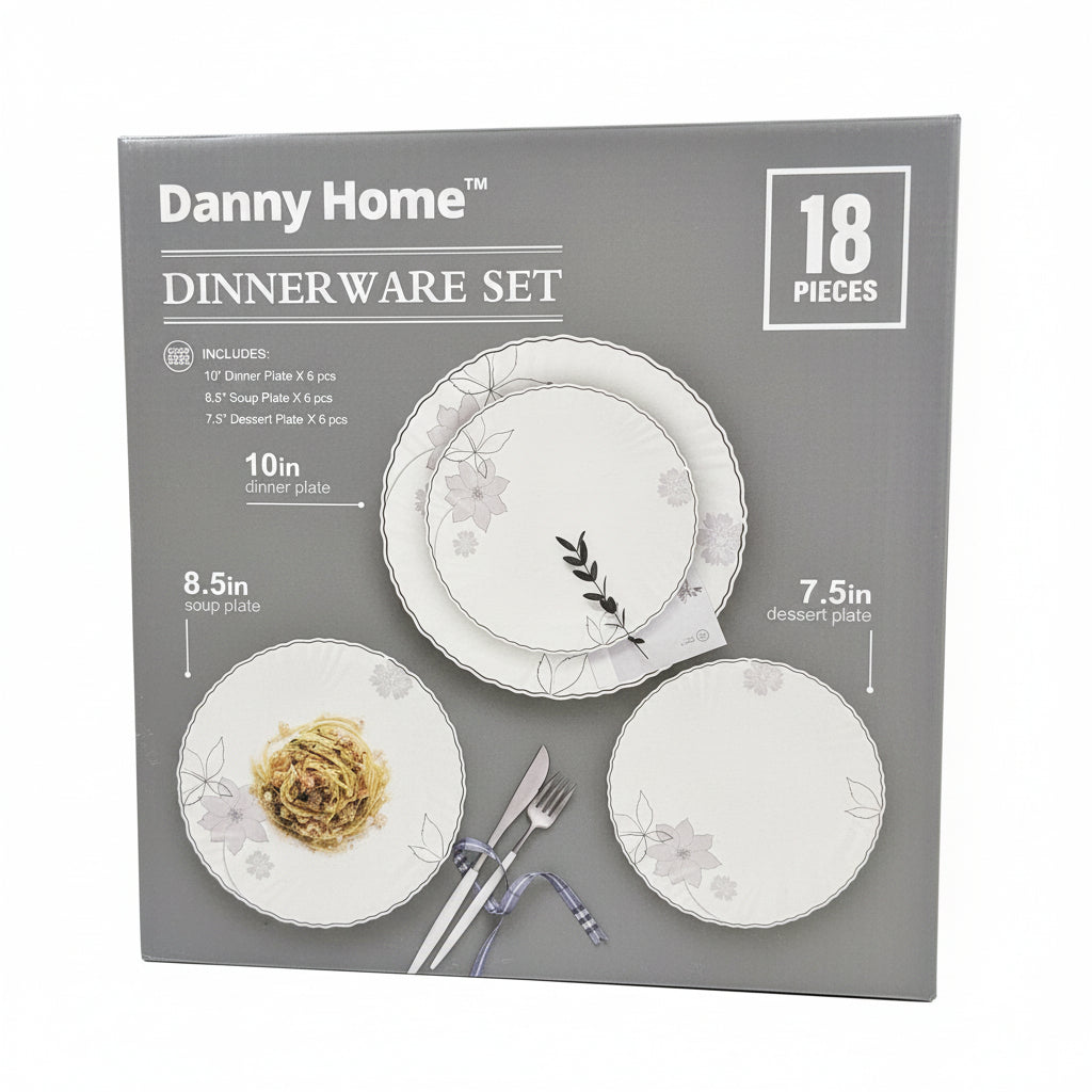 Danny Home 18 Pieces Dinnerware Set – Floral Design - My Store