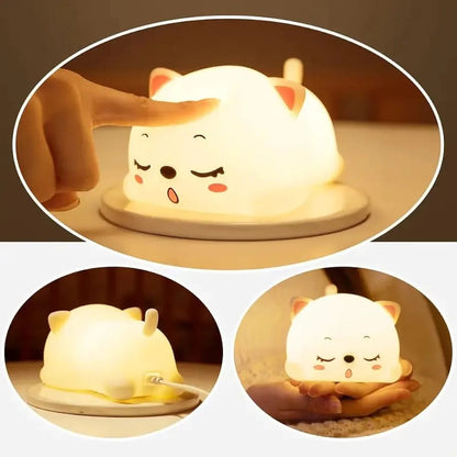 CAT Cartoon Night Light – Touch Control, USB Rechargeable