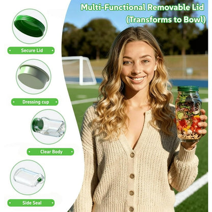 2-in-1 Fresh Lock Salad Jar & Meal Prep Container with Dressing Cup