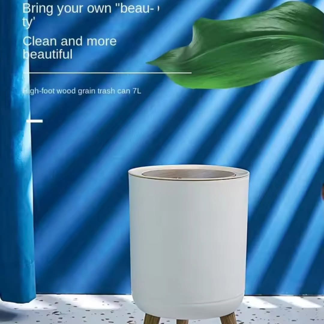Indoor Trash Bin with Wooden Feet – 7L