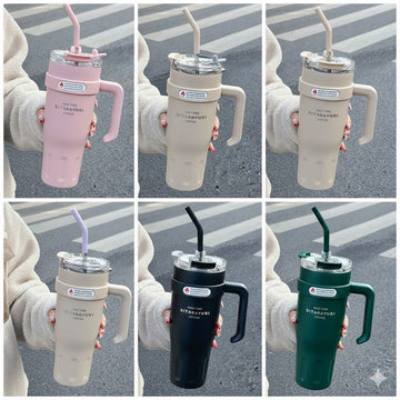 SITARAYURI 40 oz Insulated Travel Mug with Straw & Handle