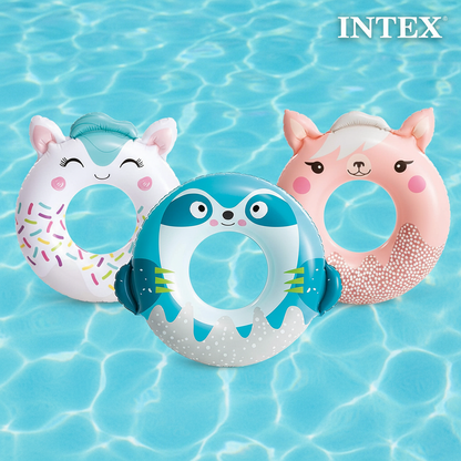 INTEX Kids Cute Animal Inflatable Swim Ring Tube (Assorted Designs) | 33" Pool Float