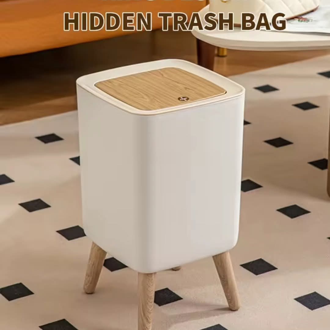 Indoor Trash Bin with Wooden Feet – 7L