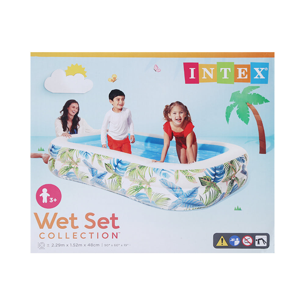 Intex Tropical Swim Center Family Pool – Inflatable Kids & Adults Lounge Pool (90" x 60" x 19")